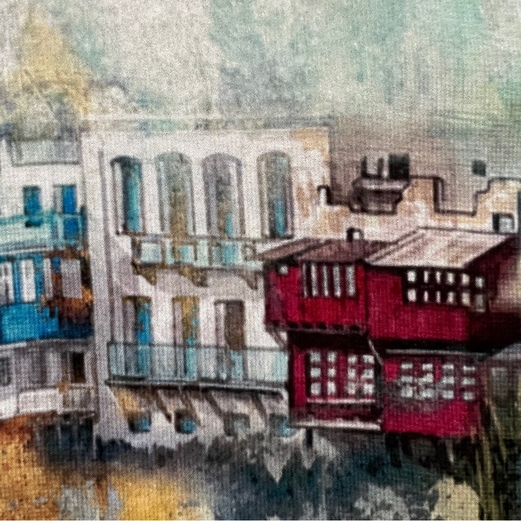 Cabeli Art Design Studio Scarf NWT Depicting Mykonos Landscape - Picture 6 of 6